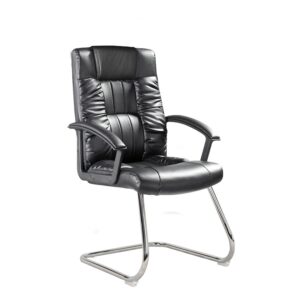 Ergodynamic DGC-182 Synthetic Leather Mid-back Executive Guest Chair, Soft Cushioned pad,Chrome Steel Sled base
