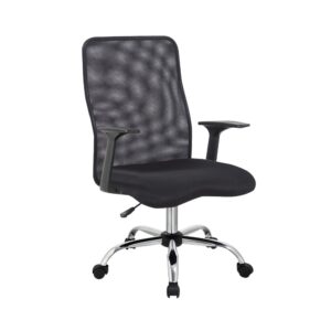 Ergodynamic W-91BLK Mid-back Office Mesh Chair, 300mm Chrome Star base with nylon caster