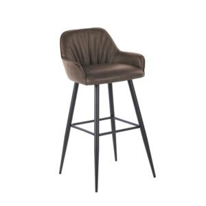 Sumo 2-173 BRW Designer Bar Chair, Faux Leather seat with Cushion on Fixed Black Frame